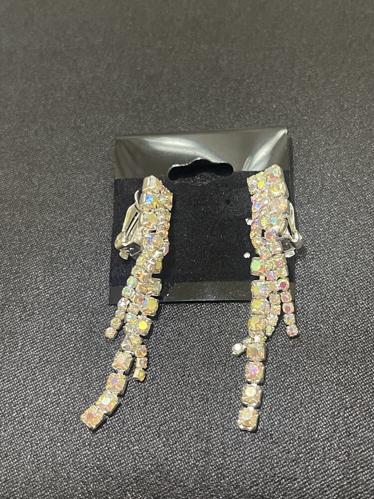 Silver Trinity AB Rhinestone Earrings