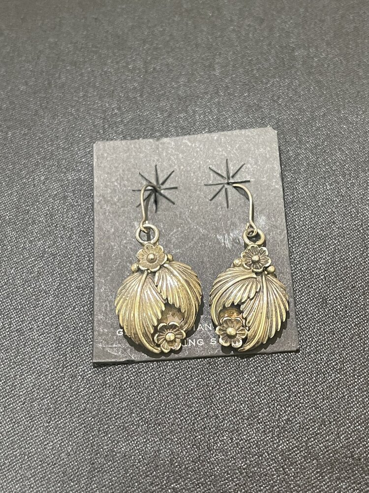 Sterling Silver Flower & Leaf Drop Earrings