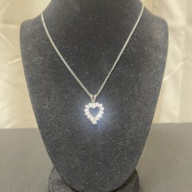Silver Studded Open-Heart Necklace