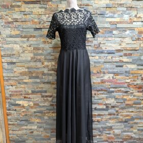 Black Lace Top & Chiffon Gown, Size M