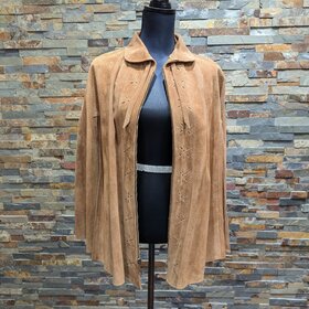 Brown Suede Capelet w/ Floral laser Cuts, Size M