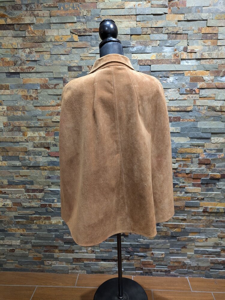 Brown Suede Capelet w/ Floral laser Cuts, Size M