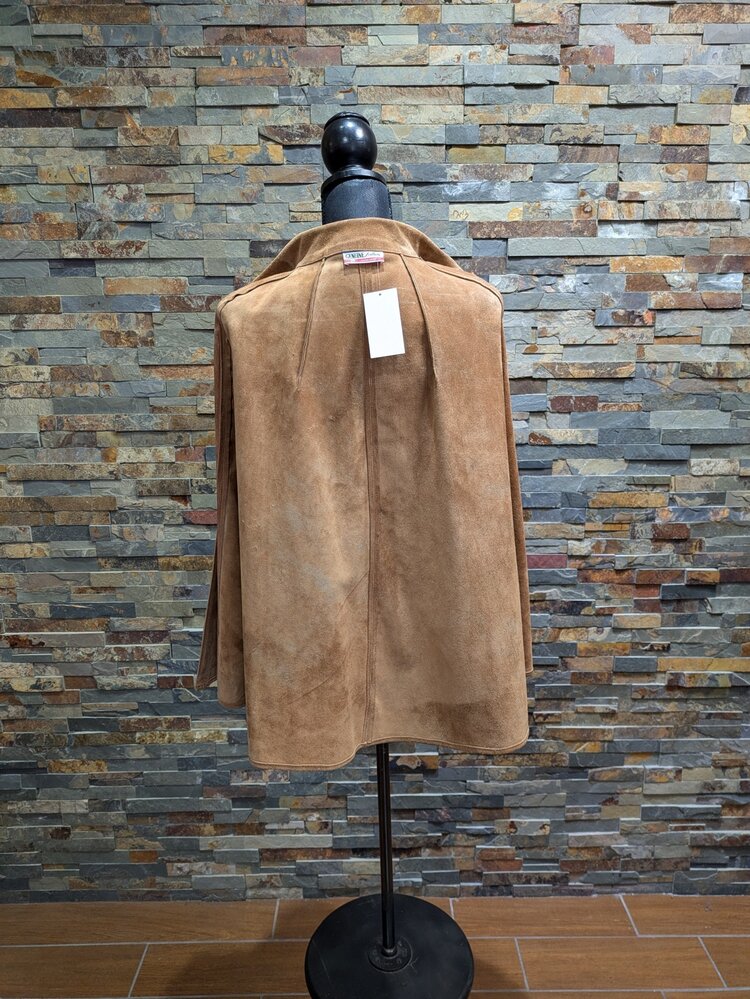 Brown Suede Capelet w/ Floral laser Cuts, Size M