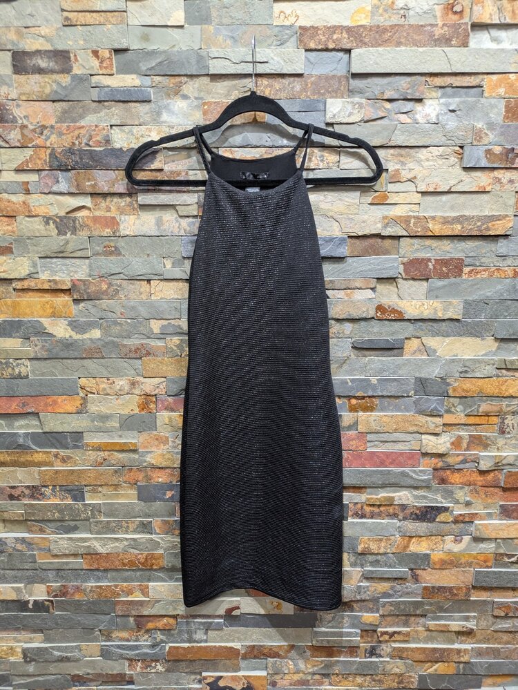 Aqua Black Casual Halter Dress, Size S