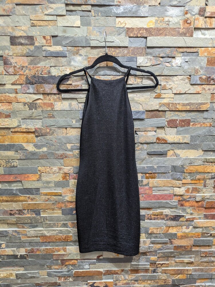 Aqua Black Casual Halter Dress, Size S