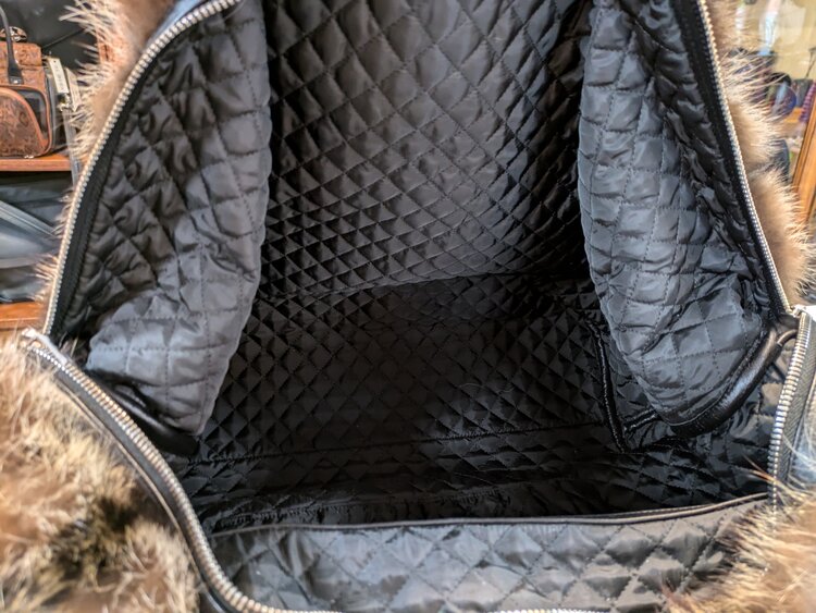 North American Raccoon Fur Travel Bag