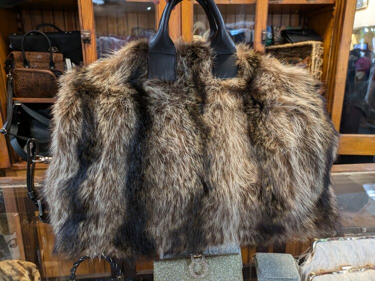 North American Raccoon Fur Travel Bag