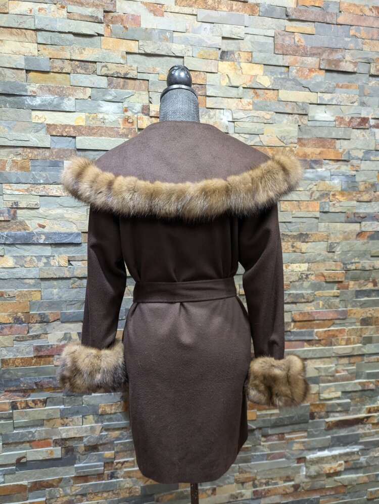 Brown Cashmere Stroller with Sable Trim - Reversible