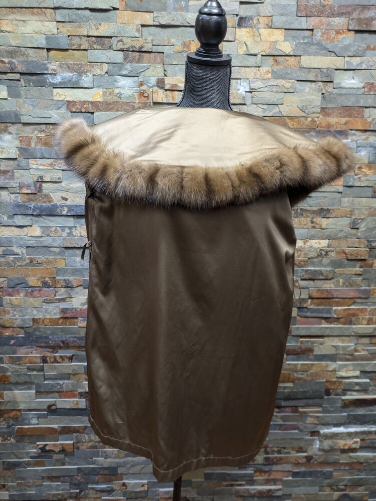 Brown Cashmere Stroller with Sable Trim - Reversible