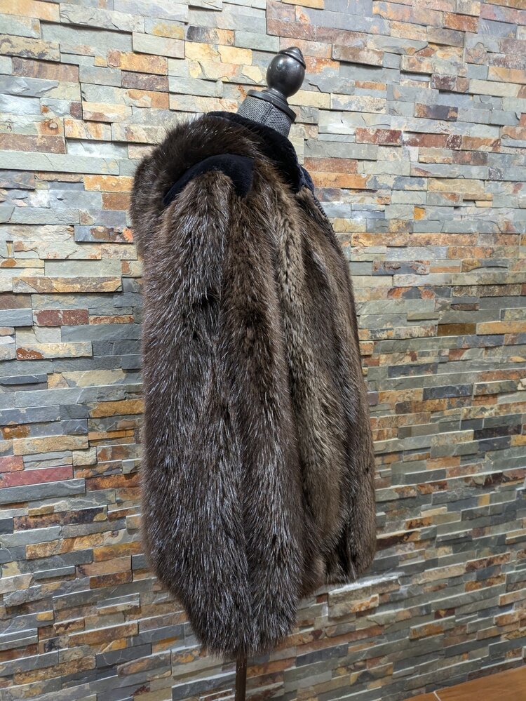 Made in Canada Natural Brown Beaver Bomber Jacket w/Detachable Hood