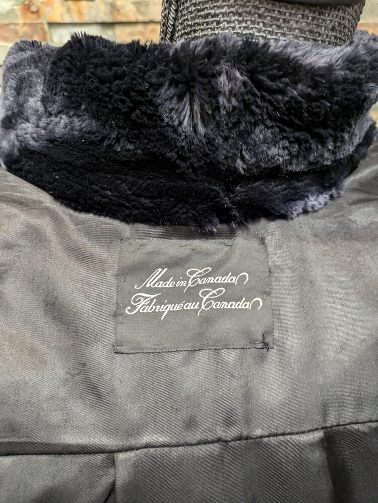 Made in Canada Natural Brown Beaver Bomber Jacket w/Detachable Hood