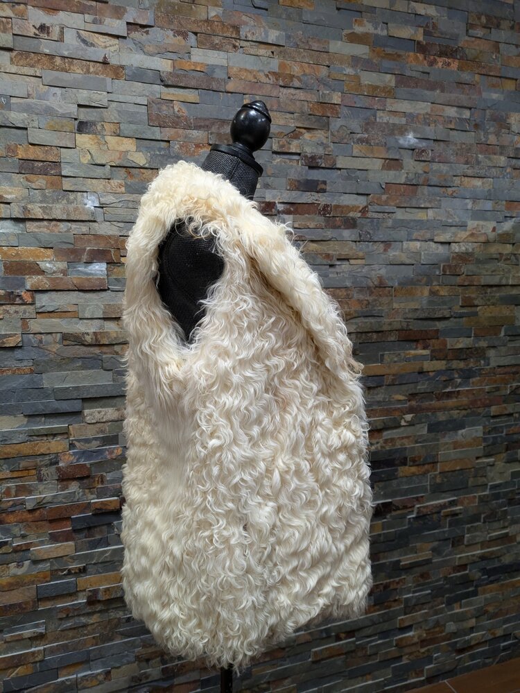 Ivory Curly Lamb Vest M
