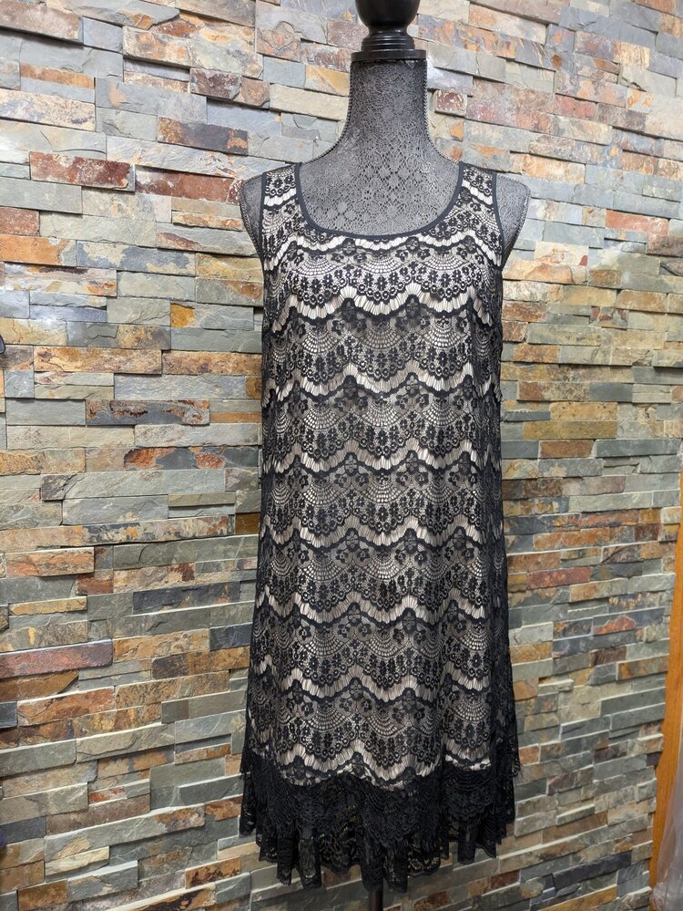 Kensie Black Lace Slip Dress, Size 8