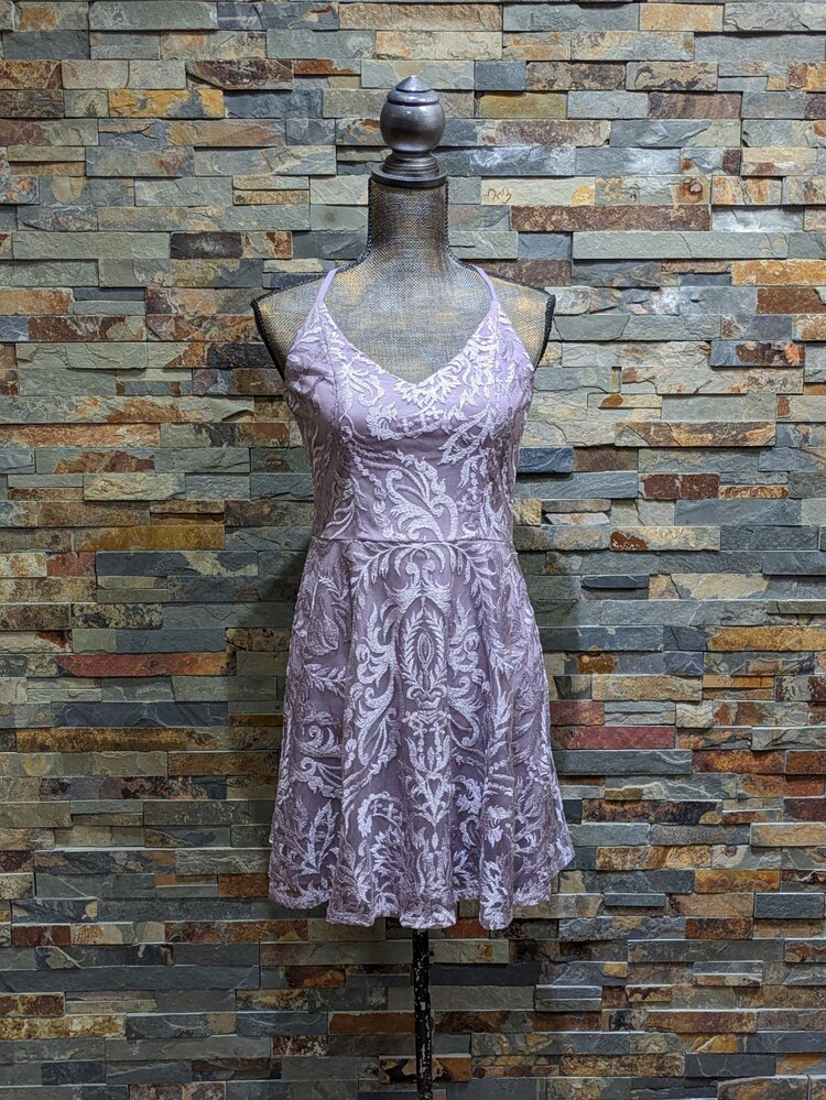 Speechless Lilac Embroidered Shimmer A-Line Dress, Size 11/12