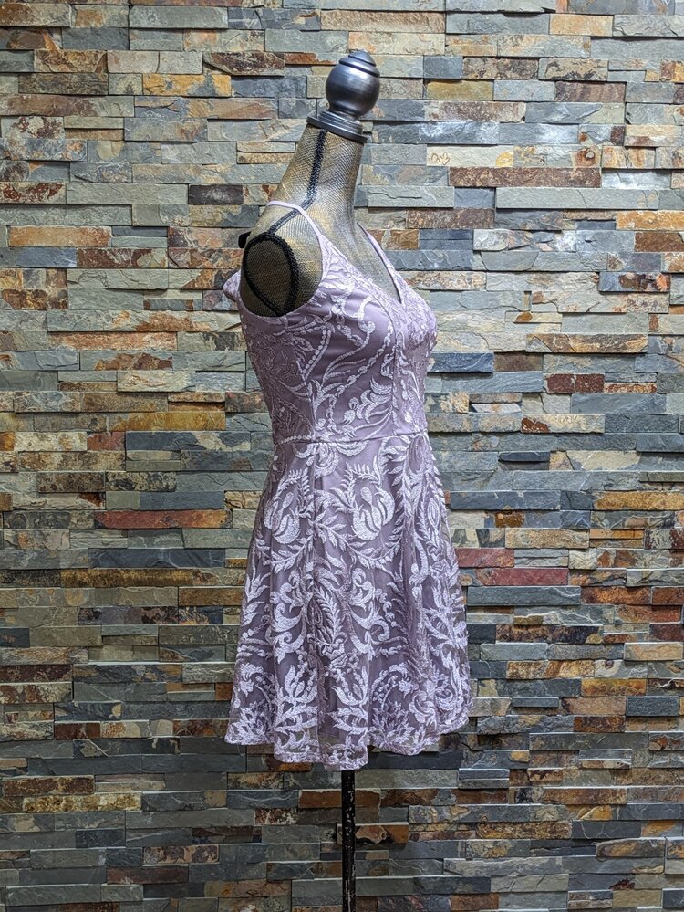Speechless Lilac Embroidered Shimmer A-Line Dress, Size 11/12