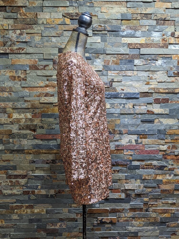 Dress The Population Gold Shimmer Deep V-Neck Cocktail Dress, Size XL