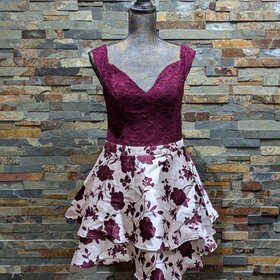 B. Darlin Ruby Red and White Fit & Flare Party Dress, Size 11/12