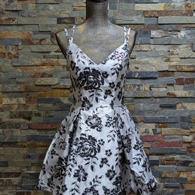 B Darlin Silver & Black Metallic Fit & Flare Dress