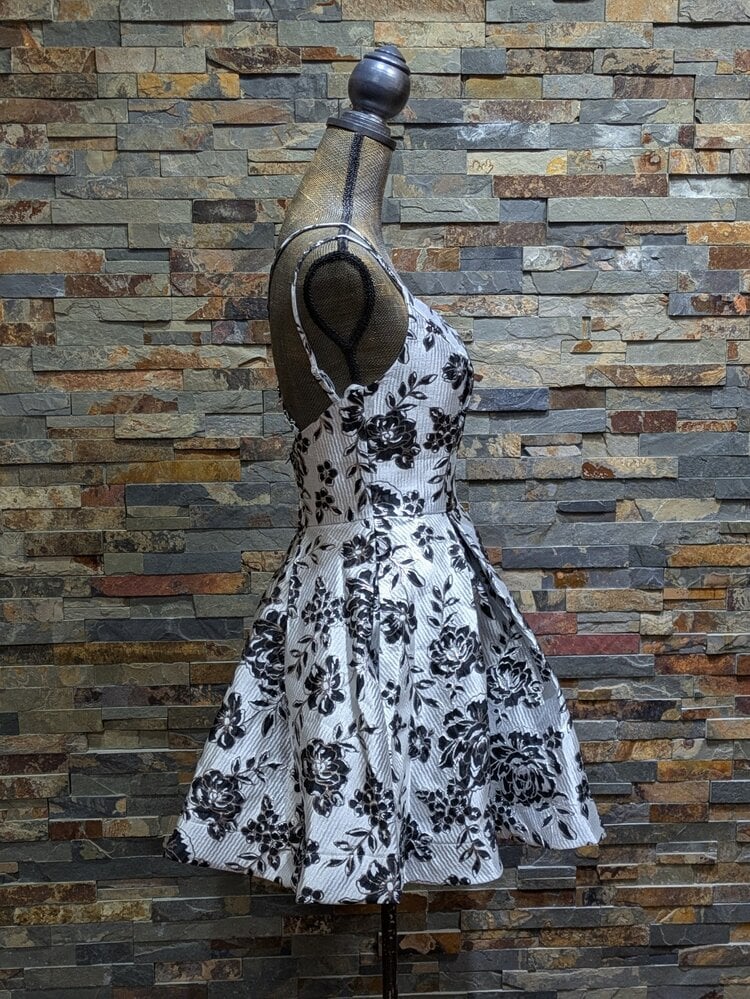 B Darlin Silver & Black Metallic Fit & Flare Dress