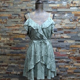 BCX Sage Green Jacquard Floral Dress