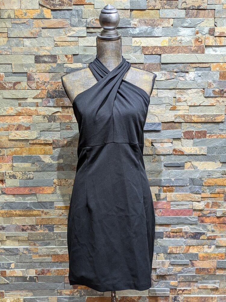Dress The Population Black Cross-Halter Cocktail Dress, Size XL