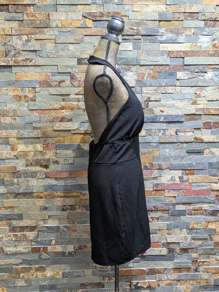 Speechless Black Gathered Cross-Halter Dress, Size XL