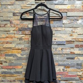 Emerald Sundae Black Multi-Color Glitter Fit & Flare Dress, Size XS