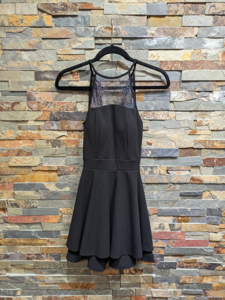 Emerald Sundae Black Multi-Color Glitter Fit & Flare Dress, Size XS