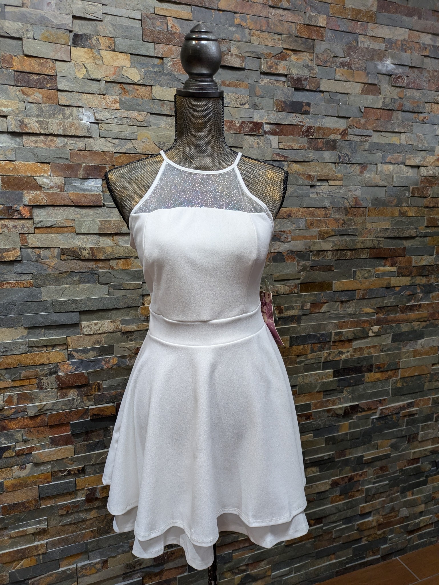 Ivory Multi-Color Glitter Fit & Flare Dress, Size L - Elements Unleashed