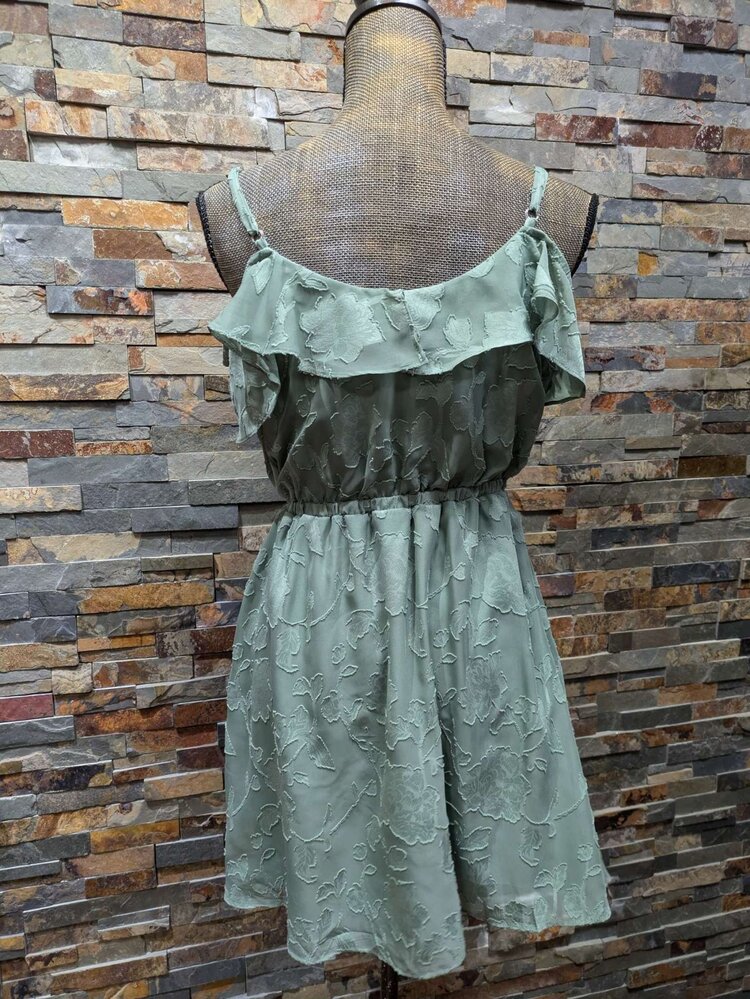 BCX Sage Green Jacquard Floral Dress