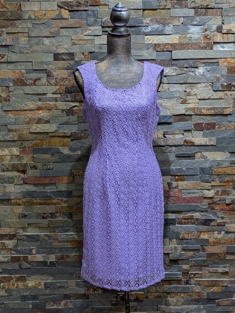 Adrianna Papell Lilac Floral Lace Party Dress, Size 6