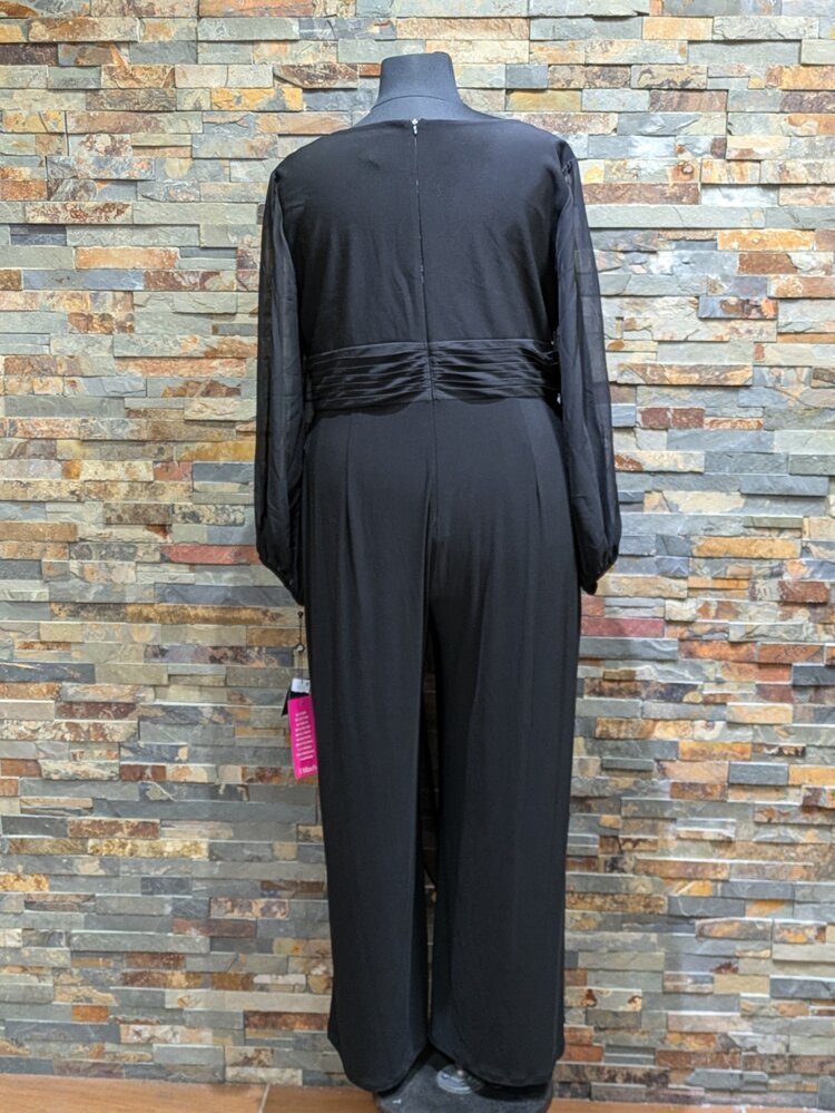 Adrianna Papell Black Ruched Detailed Formal Jumpsuit  w/ Sleeves, Size 22w