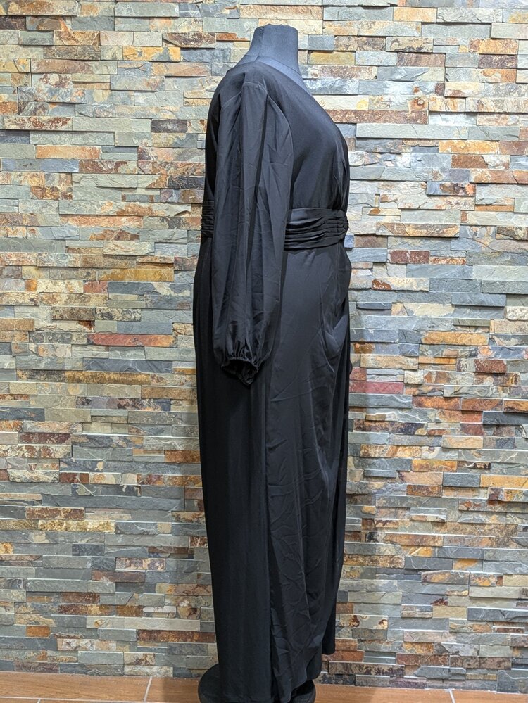 Adrianna Papell Black Ruched Detailed Formal Jumpsuit  w/ Sleeves, Size 22w