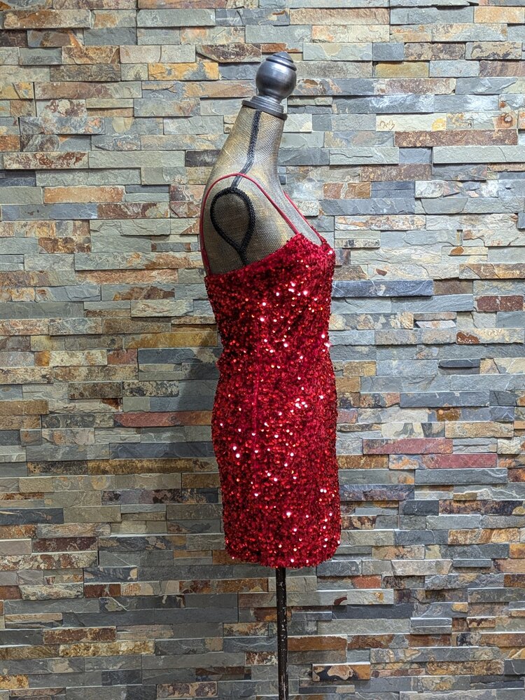 Velvi Inferno Red Sequin Dress,