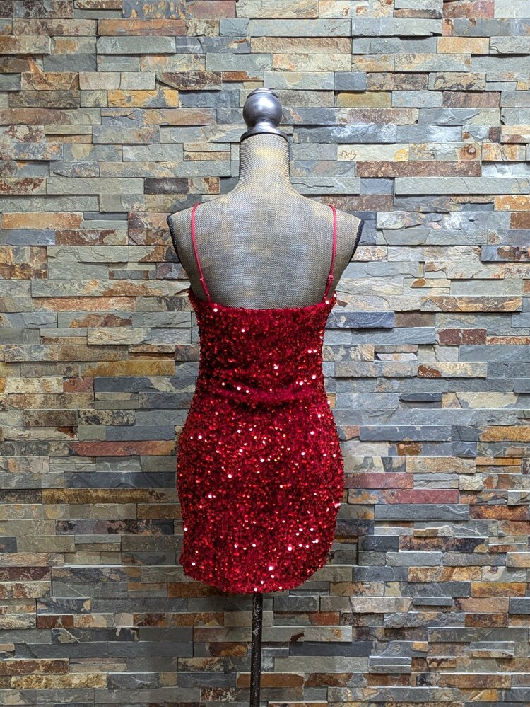 Velvi Inferno Red Sequin Dress,