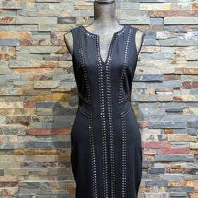 Caché Black Studded Bodycon Dress, Size M