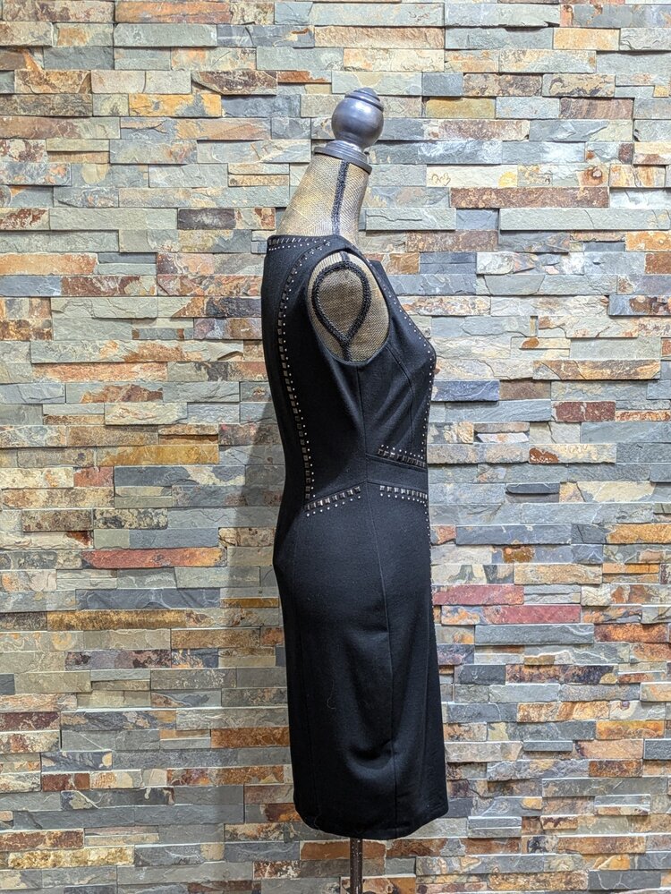 Caché Black Studded Bodycon Dress, Size M