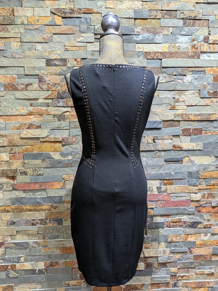 Caché Black Studded Bodycon Dress, Size M