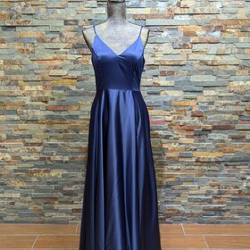 B Darlin Navy Blue Satin Dress, Size 11/12
