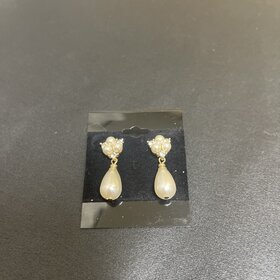 Wona Trading Gold Pearl Cluster Teardrop Earrings