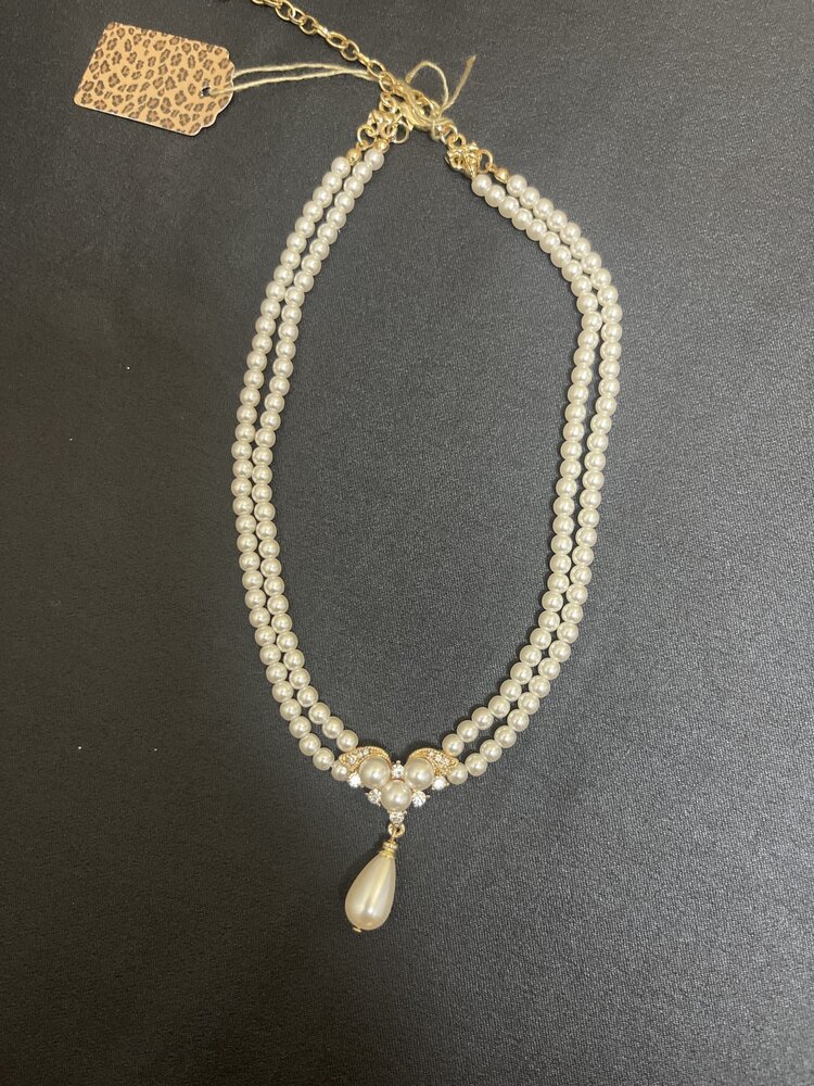 Wona Trading Gold Double Layered Pearl Necklace