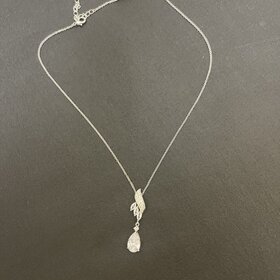 Silver 18K Filled CZ Quatrefoil Pendant Necklace