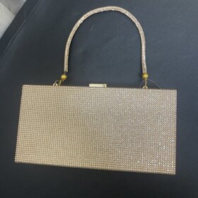 Wona Trading Rose Gold Bling Rectangle Evening Tote/Crossbody Bag