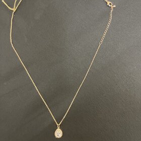 Wona Trading Rose Gold Teardrop Stone Pendant Necklace
