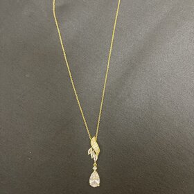 Wona Trading Gold 18K Filled CZ Quatrefoil Pendant Necklace