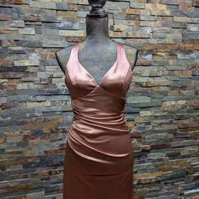 B Darlin Toast Satin Cross Back Bodycon Dress