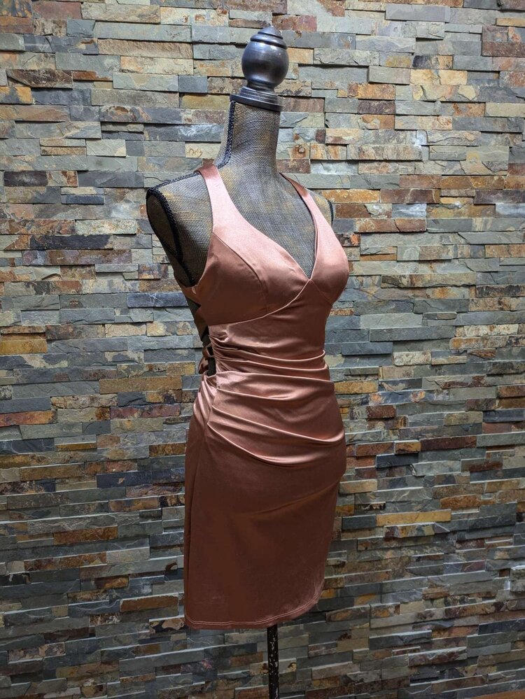 B Darlin Copper Strappy Back Bodycon Dress