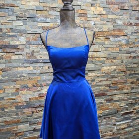 B Darlin Royal Blue Corset-Back Fit N' Flare Dress