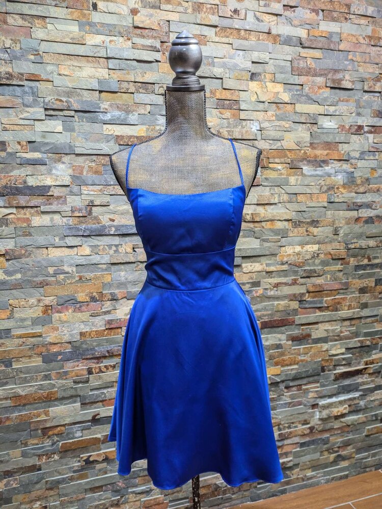 B Darlin Royal Blue Corset-Back Fit N' Flare Dress