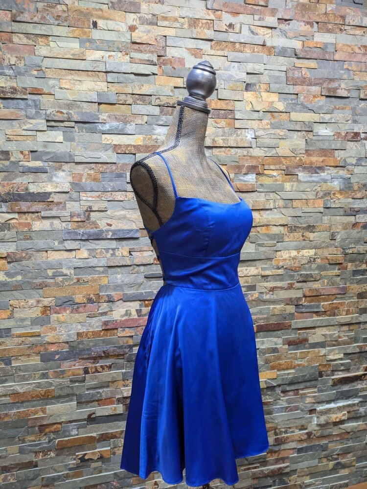 B Darlin Royal Blue Corset-Back Fit N' Flare Dress